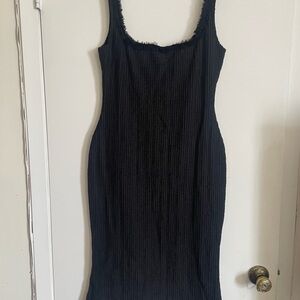 Mirror Palais Black Ribbed Sleeveless Midi Dress